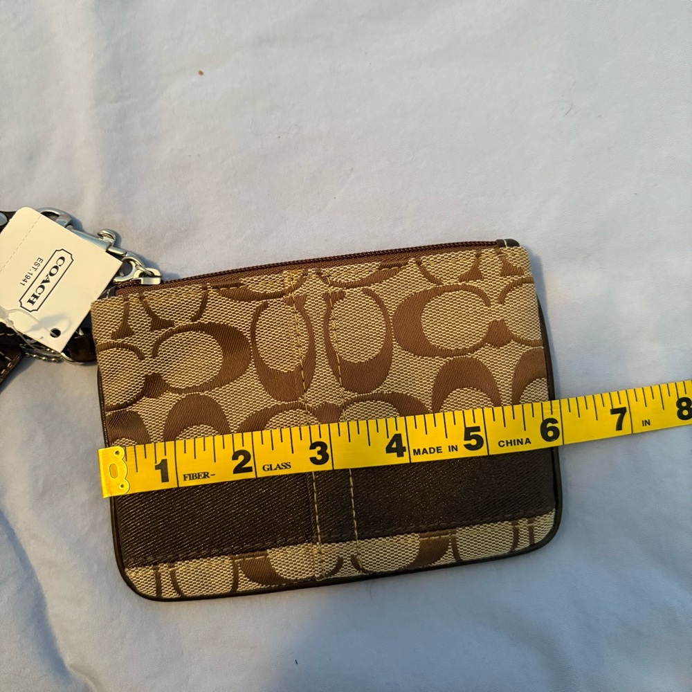 Coach Signature Brown and Tan Wristlet - Picture 3 of 3